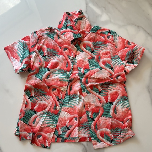 Flamingo vacation button-down shirt, pants set Sz 2T. Excellent condition. - Picture 4 of 8